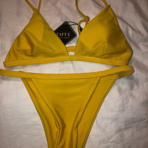 Zaful Other - zaful yellow high waisted bikini
